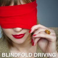 Lady Wearing Red Lipstick and Blindfold