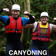 2 Men on a stag do Canyoning