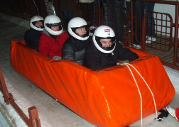 stag party taking part in Bob Sleighing Riga