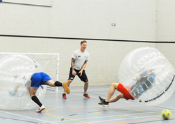 stag party playing Bubble Football Bouncing Off Each Other