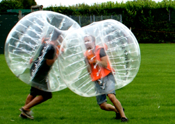 stag party playing Bubble Football coming together
