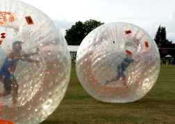 stag party playing Bubble Football outside
