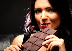 Female eating chocolate