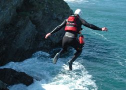 Coasteering Person Mid Jump