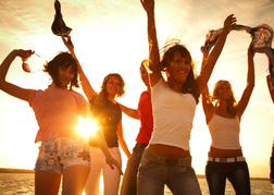 hen party dancing on the beach