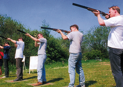 Stag Group playing Laser Clay Pigeon Shooting