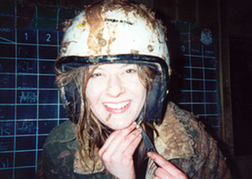 Women Wearing Muddy Helmet