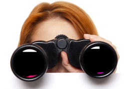 Lady with Binocular looking for treasure