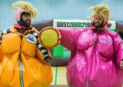 West Country Games Stag party dressed in Sumo suits