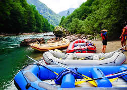 White Water Rafts parked