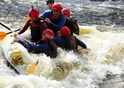 stag party group White Water Rafting in Frothy water