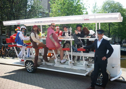Beer Bike Amsterdam with a stag party in fancy dress