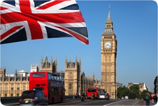 London Big Ben, London Bus and Union Jack