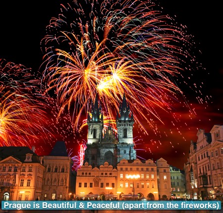 Prague at Night lots of fireworks