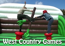 2 members of a stag party doing West Country Games