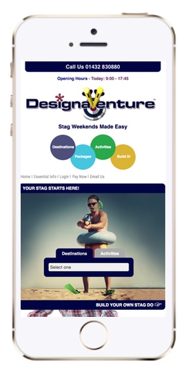 Picture of DesignaVenture's new website on a mobile phone