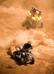 Stag Party Doing Donuts In The Dust Whilst Doing Quad Biking