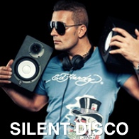 Silent Disco - Man Holding Music Speakers