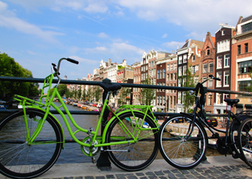Bikes on a Bridge in Amsterdam
