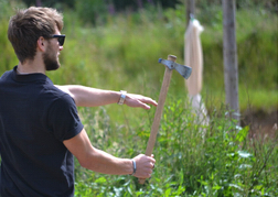 Man From a Stag Party Axe Throwing