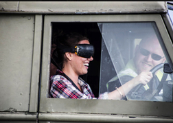 Man from a stag party Blindfolded and driving