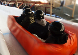 stag party taking part in Bobsleigh Riga