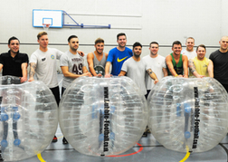 Bubble Football Stag Group outside of the orbs