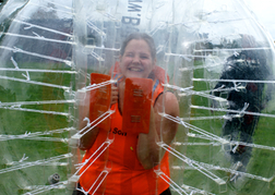 Bubble Football lady inside the zorb
