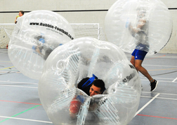 stag party playing indoor Bubble Football