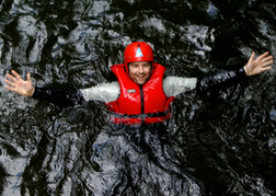 man from a stag group Canyoning In the Water