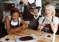 girls making chocolate