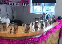 Bar set up for cocktail making at hen party