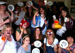 Hen Party showing their ceramics