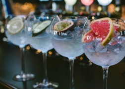 Gin Glasses on Bar