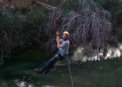 Man zip-wiring in Valencia