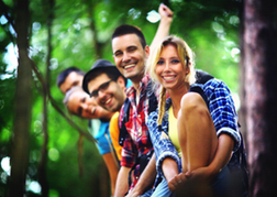 Group Outdoors Smiling 