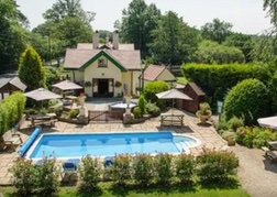 View of Hafod Lodge and the outdoor pool