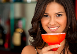 lady drinking from a glass