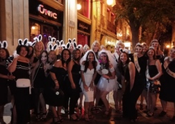 Hens on bar crawl in Valencia