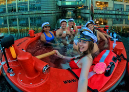 Hens enjoying a hot tub boat in London