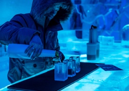 Drinks being poured in the ice bar in Berlin