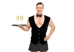 Male Stripper holding a drinks tray