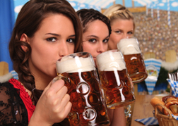 Women Drinking Steins of Beer