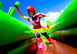 Hen at West Country Games on Bungee Rope Game