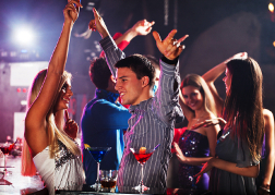 Group partying in a nightclub