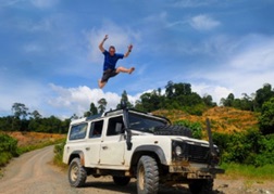 Man jumping on 4x4