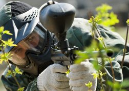 Paintball man in action