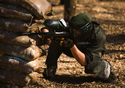 Paintball man in action