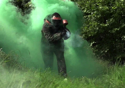 Paintball man in action