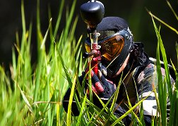 Paintball man in action